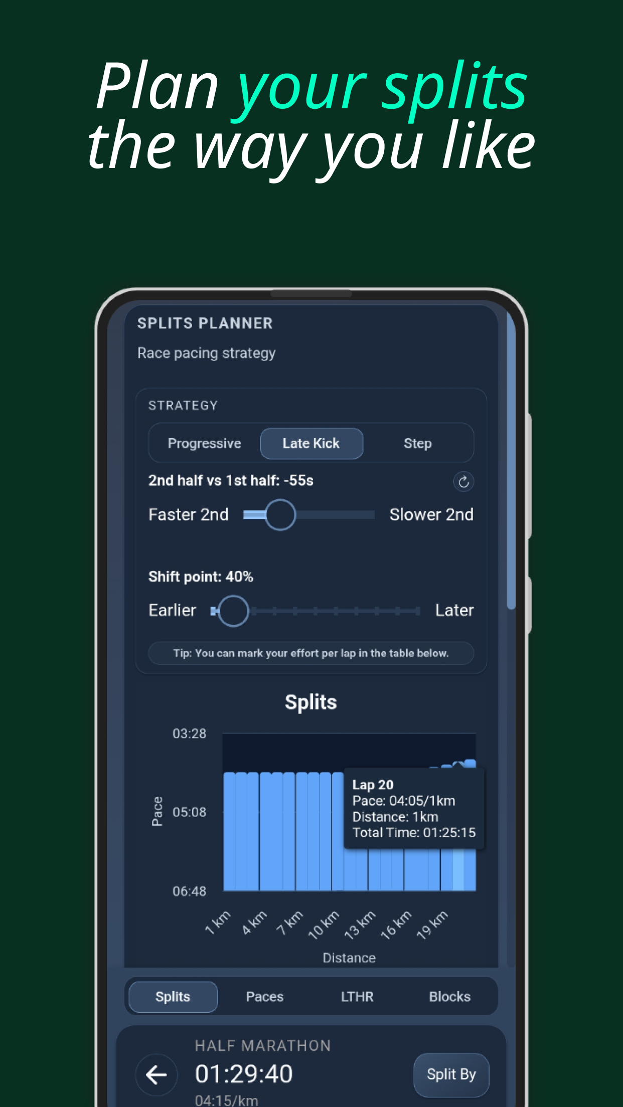 Stridemate splits planner